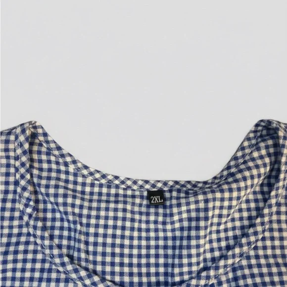 Plus Size Patchwork Gingham Tiered Midi Dress | Short Sleeve | NWOT | Unbranded - Picture 3 of 5